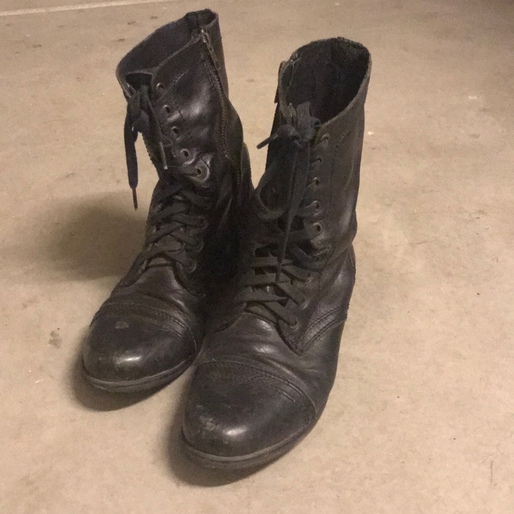 Black Steve Madden Military Style Boots